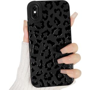 Lovmooful Compatible for iPhone X/XS Case Cute Cool Leopard Print Black Design for Girls Women Soft TPU Shockproof Protective Girly for iPhone X/XS-Leopard Print