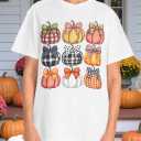 Women's Halloween T-Shirts Pumpkin Graphic Tees Autumn Fall Shirts Loose Casual Short Sleeve Tops (Apricot3, M)