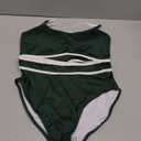 BMJL Women's High Waisted Bikini Ribbed Two Piece Swimsuit High Cut Color Block Adjustable Straps Bathing Suit (Large, Green043)