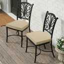 Outdoor Chair Cushions, Fade-Resistant & Water-Resistant, D Shaped Patio Furniture Seat Chair Pads Replacement with Ties, Non-Slip Bottom, Removable Cover, Set of 2, 17 x 16 Inch, Natural