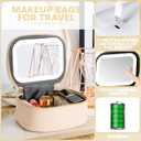 Mini Makeup Bag with Led Mirror,Small Travel Make up Bag 3 Light Modes Adjustable Brightness, for Women Organizer Cosmetic Bag, Portable Travel Train Toiletry Bag, for Pool Parties Work Touch-Ups