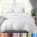  Bedding Duvet Cover Full Size - 3 Piece with Zipper Closure - 1 Comforter Cover 80X90 Inches & 2 Pillow Shams 20X26 Inches (White) Comforter Not Included