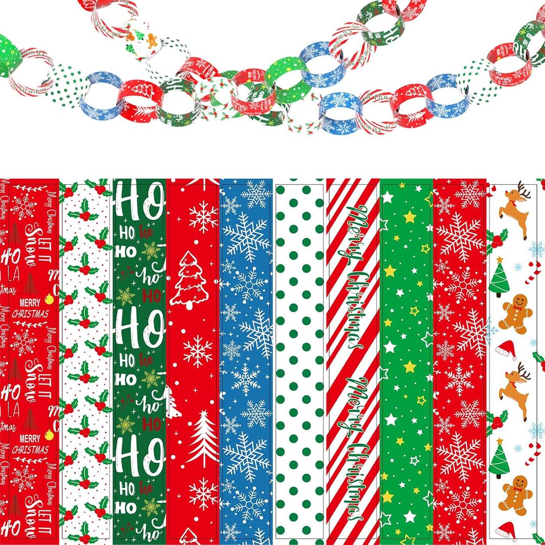 Morcheiong 600Pcs Paper Chains Merry Christmas Craft Paper Strips for Classroom Home Party Decoration Supplies