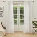 MYSKY HOME Linen Curtains for Living Room, Natural Semi Sheer Curtains & Drapes 84 inches Length 2 Panels Set Farmhouse Country Boho Style Back Tab Draperies for Sliding Glass Door, 50" Wide, Linen