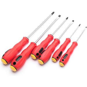 MAXPOWER 6-Piece Impact Rated Screwdriver Set, Slotted & Phillips, Cr-V Steel with Magnetic Tips, Ergonomic Soft Grip TPR Handles
