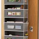 5 Tier Over The Door Organizer - Large Capacity Behind Door Hanging Shelves with 10 Mesh Pockets and Clear Windows, Closet Organizers and Storage for Bathroom, Bedroom, Nursery, Grey