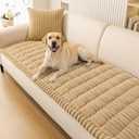 Smiry Couch Cover for Dogs Washable, Non Slip Fuzzy Pet Couch Covers for 3 Cushion Sofa Pet Friendly, Thick Soft Sofa Slipcovers Cushion Protector (Camel, 27.6" x 59")