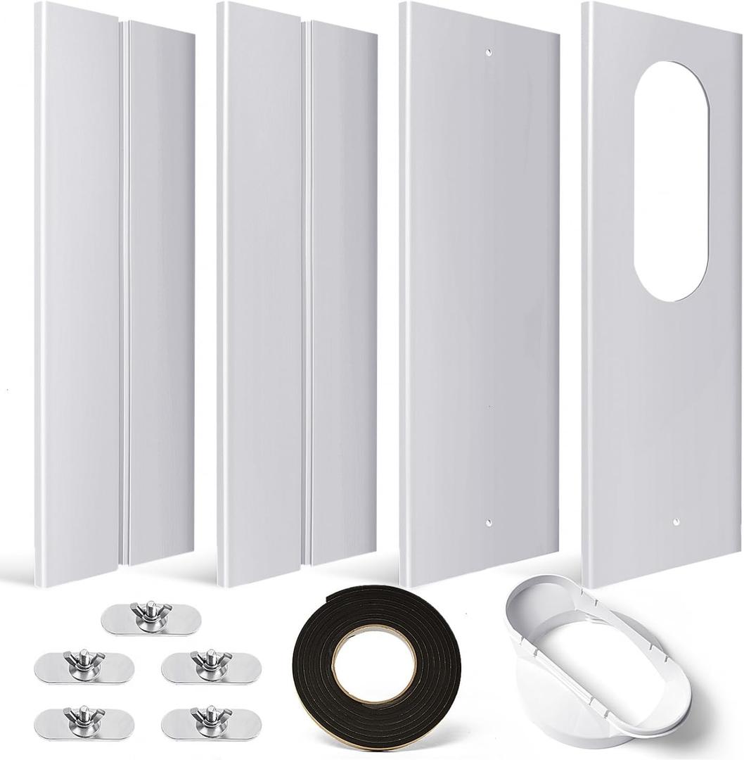 YoleShy Portable Air Conditioner Window Kit with Coupler Adjustable Window Seal for AC Unit, Sliding AC Vent Kit for Exhaust Hose, Universal for Ducting with 5.9 Inches Diameter, White