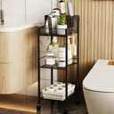 VITVITI Metal Hair Tool Organizer Shelf for Bathroom, 3 Tiers Hair Product Organizer Cart Floor Stand, Curling Irons Straighteners Storage Makeup for Vanity (Black)