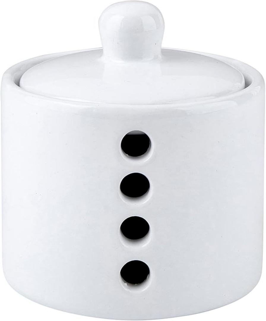Santa Barbara Design Studio Garlic Keeper Modern Ceramic Countertop Garlic Storage Container, 4" x 3.75", White