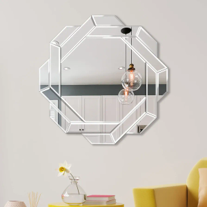 Phore Helicoid Wall Mirror 24" Frameless Beveled Decorative Mirror Accent Mirror for Bathroom, Entryway, Bedroom, Livingroom