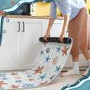 3 Pcs Summer Beach Kitchen Rug and Mats Sets Coastal Starfish Seashell Floor Mat Non Slip Blue Nautical Ocean Decor Rug for Kitchen Home Sink Standing Farmhouse Laundry