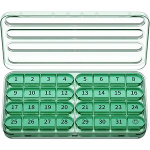 Zoksi Monthly Pill Organizer 1 Time a Day, 30 Day Pill Box Organizer Once a Day, One Month Large Pill Case for Travel, 31 Day Daily Medcine Container for Vitamins, Supplement & Medication (Olive)