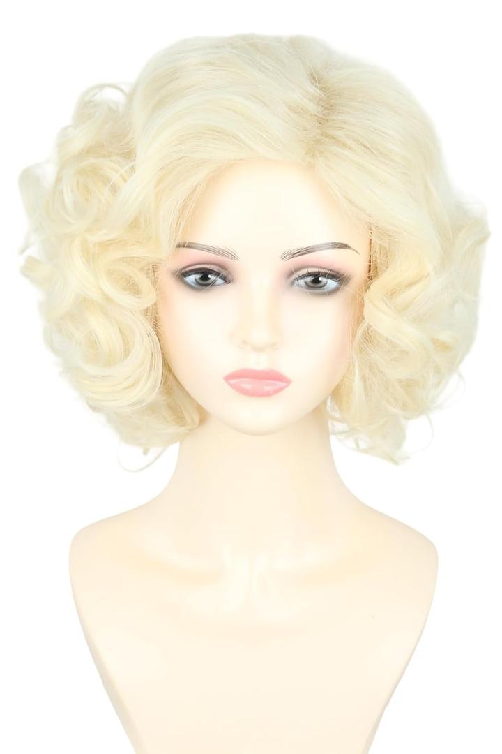 Women's Wigs Short Curly Blonde Wigs for Women 1920s Vintage Wigs Halloween Costume Theme Party Wig