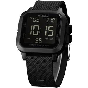 Mens Digital Watch for Men, Stainless Steel Square Watches, Mens Wrist Watches Waterproof Large Face Dual Time Date Watch (Black)