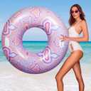 HeySplash Pool Tubes for Adult, 42 Inch Large Pool Floats with Handles, Inflatable Swim Rings Lounge, Hawaii Fun Swim Floaties Swimming Pool Beach Lake River Party Decoration Toys,Colorful Pink Ripple