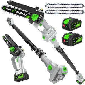 CEEPUY 2-in-1 Brushless Electric Pole Saws for Tree Trimming,6 Inch Cordless Mini Chainsaw with Extension Pole and 2 x 4000mAh Batteries, Pole Chain Saw Gift for Men Dad Husband Fathers Gardener 2026