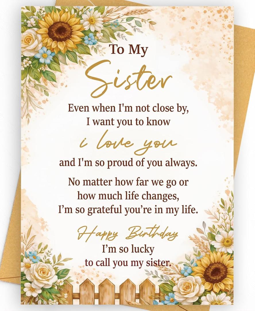 3 x Sister Birthday Card Gifts | Happy Birthday Card Gifts for Sister Adult | Romantic