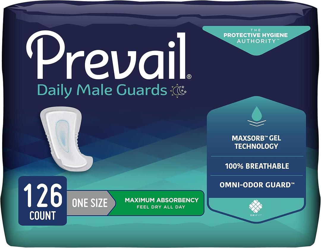 Prevail Daily Male Guards Bladder Control Pad, Incont., 12-1/2 in, 14 ct
Bladder Leak Protection with MaxSorb Gel Technology, Up to 8 Hours of Odor Control, Discreet, Secure Fit for Day & Night Use