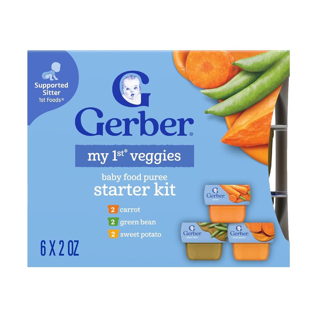 Gerber Stage 1 Baby Food, Veggie Variety Pack Puree Tubs, Baby Puree, 2PK (EXP 04/30/27)