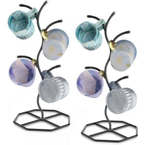 Beesini 2 Pack Coffee Mug Holders Tree, Metal Mug Holder, Decorative Mug Rack, Mug Cup Tree for Kitchen Decor Organizer, Black