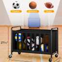 StorageWorks Ball Storage with Wheels, Ball Cart for Garage, Garage Sports Equipment Organizer, Balls Organizer for Basketball, Football, Volleyball