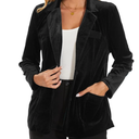 MINTLIMIT Womens Velvet Blazer Suit Jacket Casual Work Office Long Sleeve Fully Lined Blazer Jacket with Pocket Outerwear, Large, Black