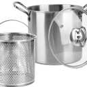 3.5L Deep Fryer Pot with Oil Drip Drainer Stainless Steel Fryer Pot with Lid and Basket Deep Frying Pot for Party Restaurant Kitchen Dining Party Picnic