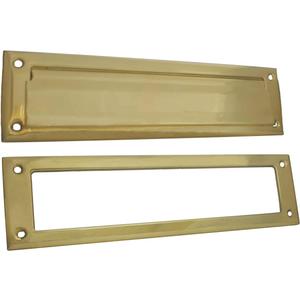 QCAA Solid Brass Mail Slot, with Solid Brass Interior Frame, 13" x 3.625", Polished Brass, 1 Pack, Made in Taiwan (1pack(Polished Brass))