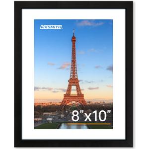 8x10 Picture Frame 1 Pack, Photo Frame with HD Plexiglass, Display Pictures 5x7 with Mat or 8x10 Without Mat, Picture Frames Collage for Tabletop or Wall Display, Black