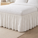 Bed Skirt Queen Size 16 Inch Drop, Cream Wrap Around Dust Ruffle Bedskirts, Solid Color Wrinkle & Fade Resistant Easy Fit Bedskirt with Adjustable Elastic