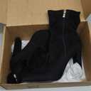 Risdoada Women's Sock Boots Chunky Heel Ankle Booties Elastic Suede Pointed Toe Fall Winter High Heeled Mid Calf Boots (10, Black)