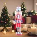 IMIKEYA Christmas Nutcrackers Figure: 1PCS Pink Wooden Nutcracker Soldier Christmas Ornament Decoration Ornament for Xmas Indoor Tabletop Desktop Shelves