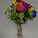 Ooki Custom Handmade Artificial Silk Rainbow Rose Toss Bouquet Bridesmaid Flower Bush Arrangement Home Decor Wedding Party Celebration Centerpiece Twine