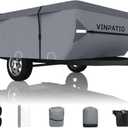 VINPATIO Pop Up Camper Cover, Folding Camper Tent Trailer Cover Fits 12'-14' Trailers, Waterproof & Anti-UV Pop-up Camper Cover with Windproof Straps