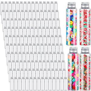 Tioncy 150 Pcs 50 ml Clear Plastic Test Tubes Gumball Tubes Plastic Vials with Caps Storage Containers for Plants, Beads Candy Powders Spices Storage Scientific Experiments Interest Cultivation