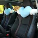 1 Pack Heart Shaped Cute Car Headrest Pillow with Angel Wings - Comfortable Soft Head Rest Cushion Kawaii Car Accessories Neck Pillow for Driving Travelling Office Home Decor - Light Blue Love Heart