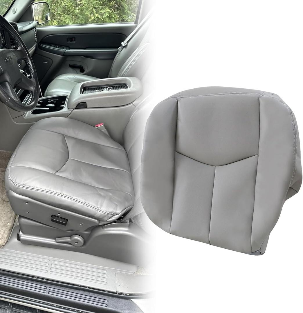 NLQR Front Driver Bottom Replacement Seat Cover Pewter Gray 922 Microfiber Leather Compatible with Chevy Silverado GMC Sierra Tahoe Suburban Avalanche Yukon XL 2003-2006