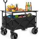 SHINLEYPACK Collapsible Wagon with Table, Large Capacity Foldable Wagons Carts, Beach Wagon with Big Wheels, Heavy Duty Beach Car Utility Wagon for Outdoor Park, Shopping, Sports, Camping, Garden