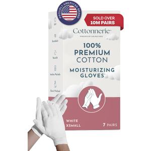 Cotton Gloves for Dry Hands Sleeping, Moisturizing Gloves Overnight, Hand Moisturizer Gloves, Moisture Gloves for Dry Hands Overnight, Sleeping Gloves, Eczema Gloves, XSmall 7 Pair