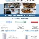 Cat Pill Shooter 5-in-1 Kit, Pet Pill Cutter and Crusher for Cats and Dogs, Dog Tablet Soft Tip Syringe and Medical Feeding Liquid Dispenser Tool with Plastic Measuring Cup 100ml