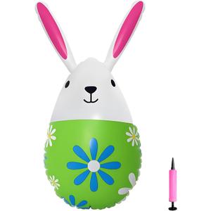 Easter Decorations Outdoor,15.7in Inflatable Easter Bunny,Easter Bunny Eggs Balloons(Green)