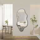 Large Irregular Mirror, 52"x25.5" Asymmetrical Frameless Mirror for Wall, Modern Abstract Wall Mirrors for Living Room Bathroom Bedroom Hallway Entryway, Hangs Vertically or Horizontally
