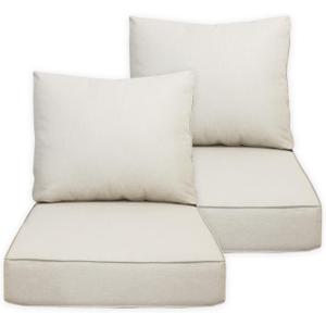 Outdoor Deep Seat Cushions Set 24x28 inch Outdoor Deep Seat Cushions Set:Resilient Foam Filling,All Weather Resistant Patio Cushions Patio Furniture,Almond 2 Sets