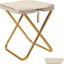 13-inch Lightweight Aluminum Folding Stool - Portable Compact Camping Stool Supports 300lbs, Handbag Style Carry - Ideal for Camping, Fishing, Backpacking, Outdoor, Travel (Khaki)