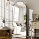 57" x 20" Arched Full Length Mirror - Wall Mounted/Floor Mirror Aluminum Alloy Frame Full Body Mirrors for Bathroom Living Room Bedroom and Entryway, Black
