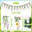 SUNBEAUTY Wildflower Banner 2 Pcs Garden Party Flower Spring Summer Reusable Waterproof Garland 9.8FT for Enchanted Garden Woodland Tropical Wedding Baby Shower Birthday Tea Supplies Girl Decorations
