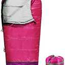 REDCAMP Kids Mummy Sleeping Bag for Camping, 3 Season Cold Weather Sleeping Bag Fit Boys,Girls & Teens, Blue/Rose Red