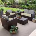 Favoyard Outdoor Chair Cushion 22 x 22 x 3 Inch Rainproof & 3-Year Fade Resistant Patio Furniture Cushions with Removable Cover and Adjustable Ties for Garden Sofa Couch Pads Set of 2, Beige