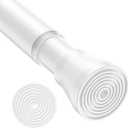 Spring Tension Curtain Rod for Windows 45 to 77 inch White Long Tension rod Adjustable Spring Curtain Rods No Drilling Short Tension Rod for Kitchen, Closet, Bathroom, Bookshelf